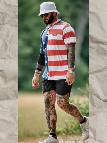 American Flag Henley Polo Henley Polo Greater Half